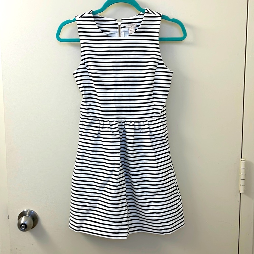 Jcrew black and white stripped mini dress